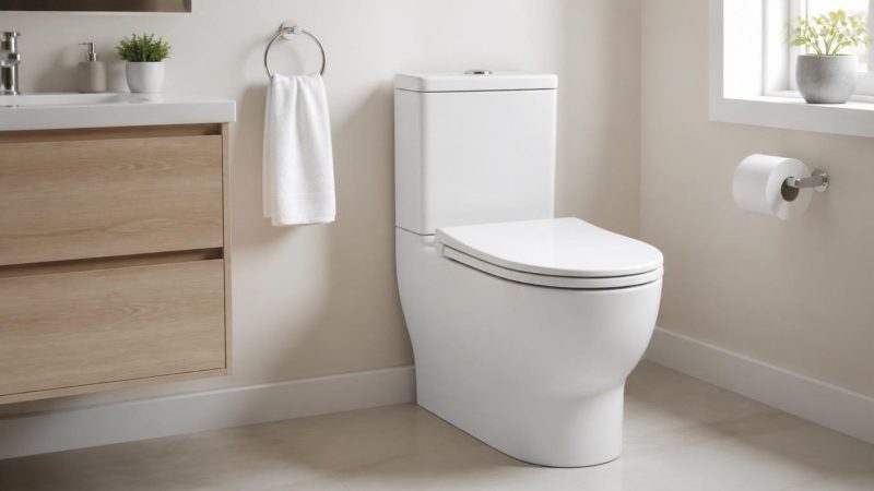 Toilettes propres dans une salle de bain lumineuse